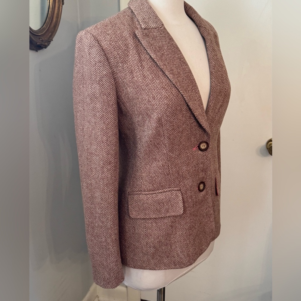 Sundance Tan Herringbone Blazer XS Preppy Academia Old Money Jacket - Picture 3 of 13